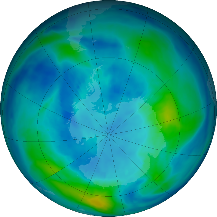 Antarctic ozone map for 19 April 2021